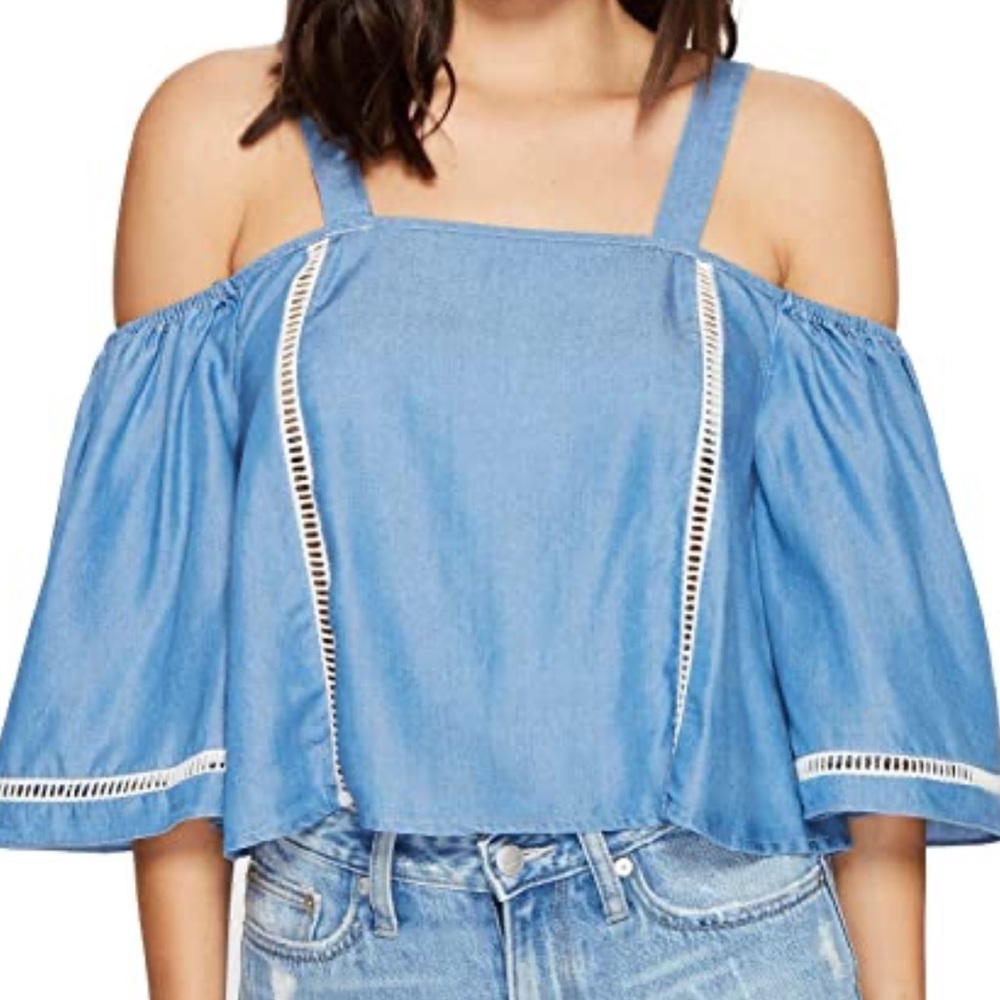 LOVERS+ FRIENDS Riptide Chambray Cold Shoulder Top